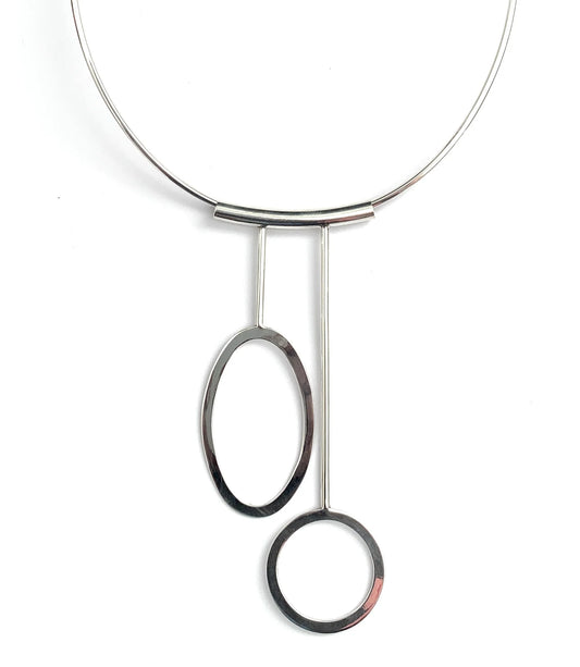 Silver Oval and Circle Pendant