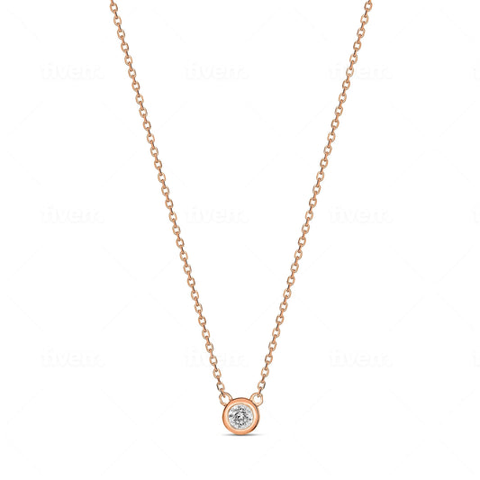 9ct Bezel Set Rose Gold Necklace