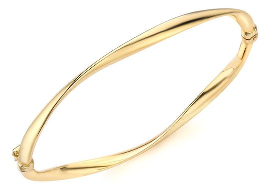 9ct Twisted Hinged Bangle