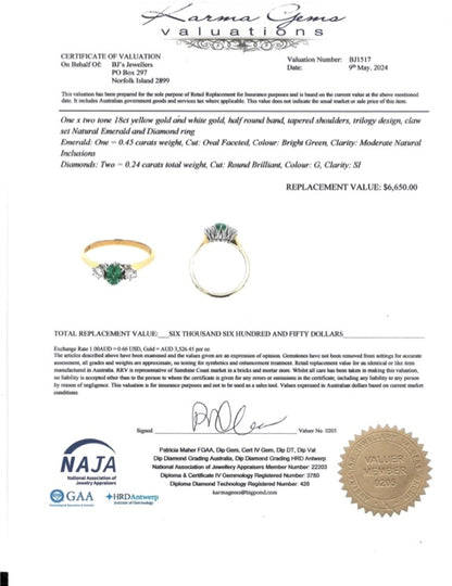 18ct Emerald and Diamond Ring